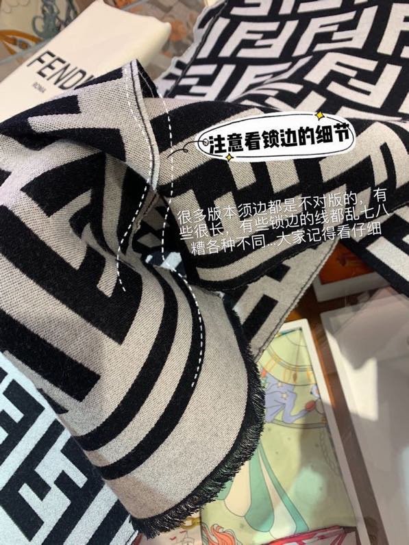 Fendi專櫃新款芬迪FF老花經典款男女款羊絨長巾圍巾 mmyj1364